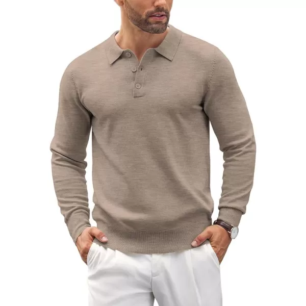 COOFANDY Mens Knit Polo Shirts Casual Long Sleeve Classic Polo Shirts Button Down Golf Shirts
