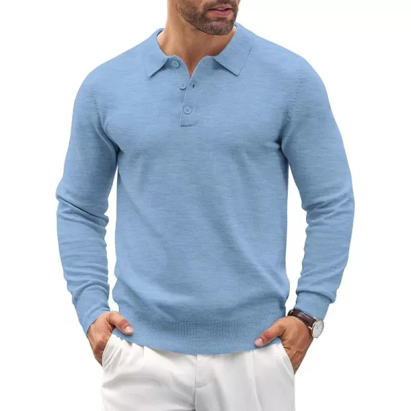 COOFANDY Mens Knit Polo Shirts Casual Long Sleeve Classic Polo Shirts Button Down Golf Shirts