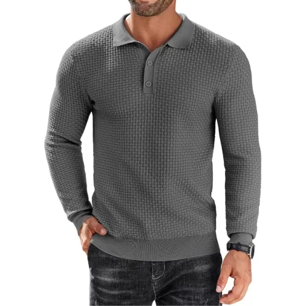COOFANDY Men's Knit Polo Shirts Long Sleeve Sweater Polo Lightweight Fashion Casual Collared T Shirts
