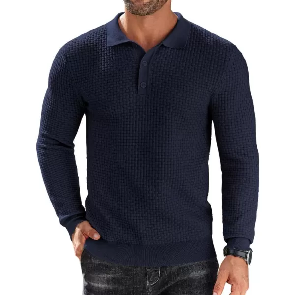 COOFANDY Men's Knit Polo Shirts Long Sleeve Sweater Polo Lightweight Fashion Casual Collared T Shirts