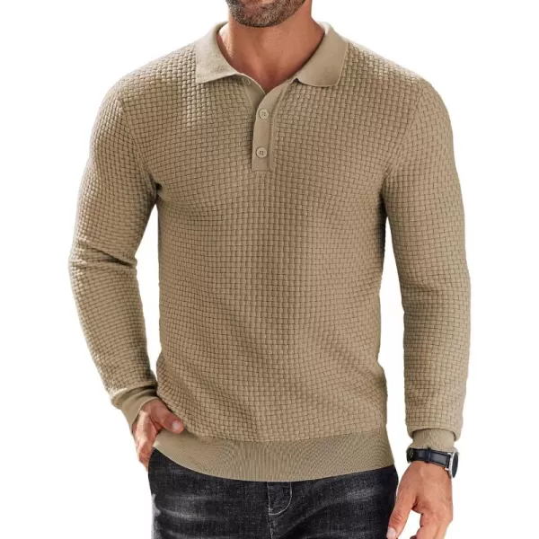 COOFANDY Men's Knit Polo Shirts Long Sleeve Sweater Polo Lightweight Fashion Casual Collared T Shirts
