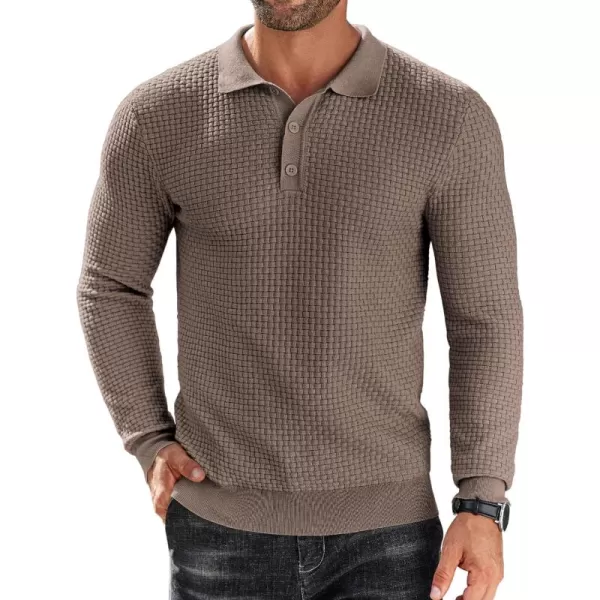 COOFANDY Men's Knit Polo Shirts Long Sleeve Sweater Polo Lightweight Fashion Casual Collared T Shirts