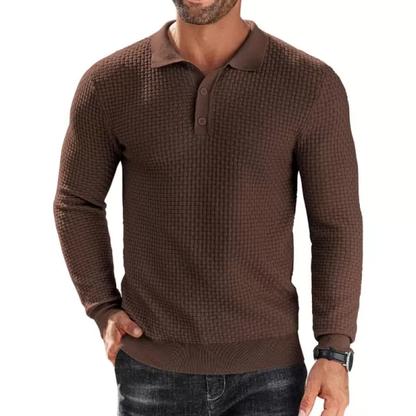 COOFANDY Men's Knit Polo Shirts Long Sleeve Sweater Polo Lightweight Fashion Casual Collared T Shirts