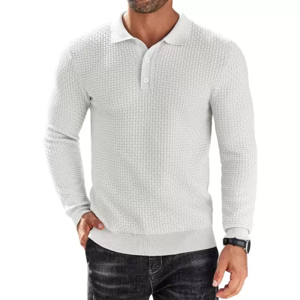 COOFANDY Men's Knit Polo Shirts Long Sleeve Sweater Polo Lightweight Fashion Casual Collared T Shirts