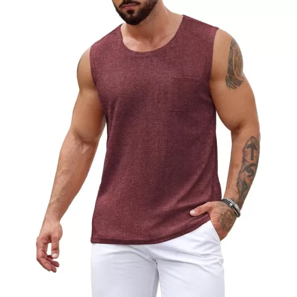 COOFANDY Men's Knit Tank Tops Casual Sleeveless T Shirts Beach Tank Shirts with Pocket