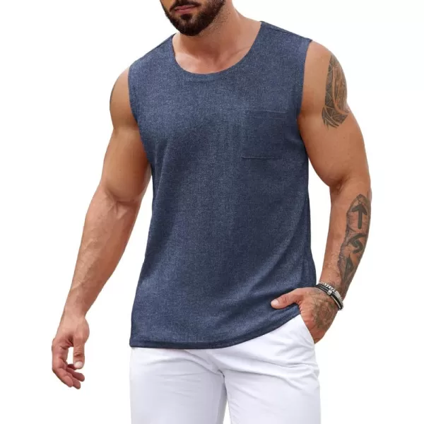 COOFANDY Men's Knit Tank Tops Casual Sleeveless T Shirts Beach Tank Shirts with Pocket