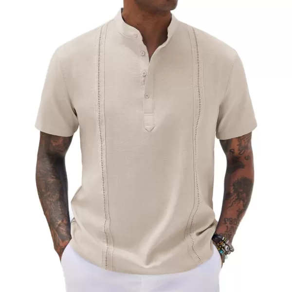 COOFANDY Men's Lightweight Guayabera Cuban Shirt Short Sleeve Linen Summer Beach Shirts Hippie T Shirts