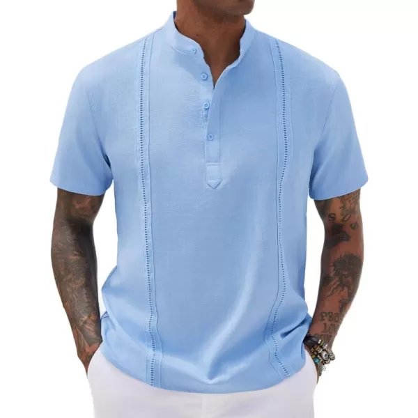 COOFANDY Men's Lightweight Guayabera Cuban Shirt Short Sleeve Linen Summer Beach Shirts Hippie T Shirts