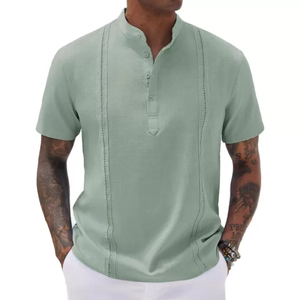 COOFANDY Men's Lightweight Guayabera Cuban Shirt Short Sleeve Linen Summer Beach Shirts Hippie T Shirts