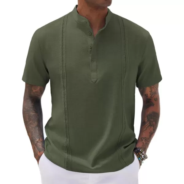 COOFANDY Men's Lightweight Guayabera Cuban Shirt Short Sleeve Linen Summer Beach Shirts Hippie T Shirts