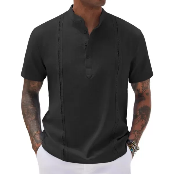 COOFANDY Men's Lightweight Guayabera Cuban Shirt Short Sleeve Linen Summer Beach Shirts Hippie T Shirts