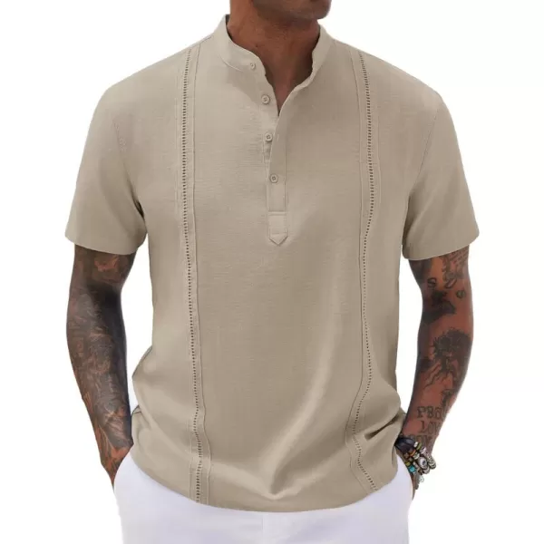 COOFANDY Men's Lightweight Guayabera Cuban Shirt Short Sleeve Linen Summer Beach Shirts Hippie T Shirts