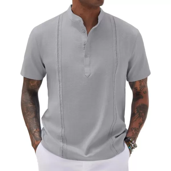 COOFANDY Men's Lightweight Guayabera Cuban Shirt Short Sleeve Linen Summer Beach Shirts Hippie T Shirts