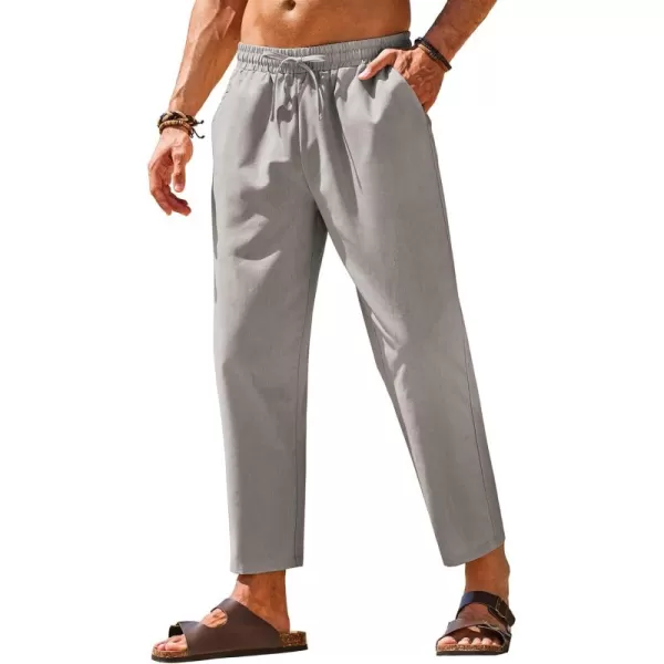 COOFANDY Mens Linen Casual Pants Elastic Waist Drawstring Trousers Yoga Beach Summer Pants