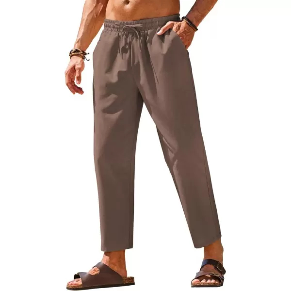 COOFANDY Mens Linen Casual Pants Elastic Waist Drawstring Trousers Yoga Beach Summer Pants