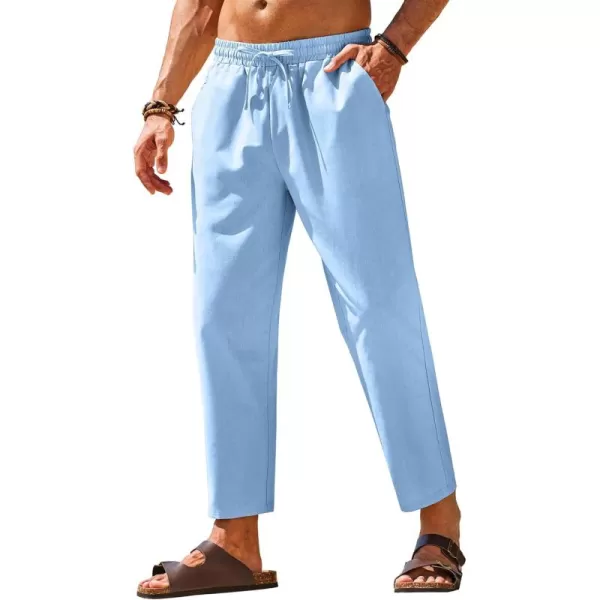 COOFANDY Mens Linen Casual Pants Elastic Waist Drawstring Trousers Yoga Beach Summer Pants