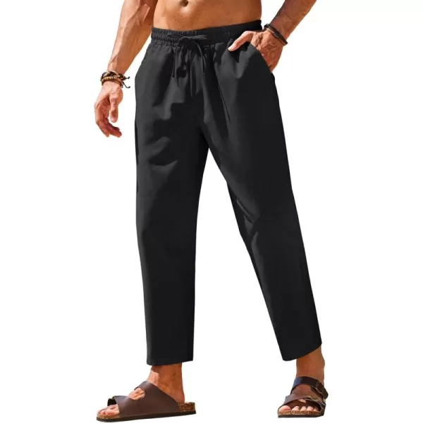 COOFANDY Mens Linen Casual Pants Elastic Waist Drawstring Trousers Yoga Beach Summer Pants