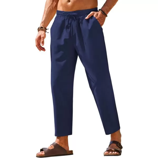 COOFANDY Mens Linen Casual Pants Elastic Waist Drawstring Trousers Yoga Beach Summer Pants