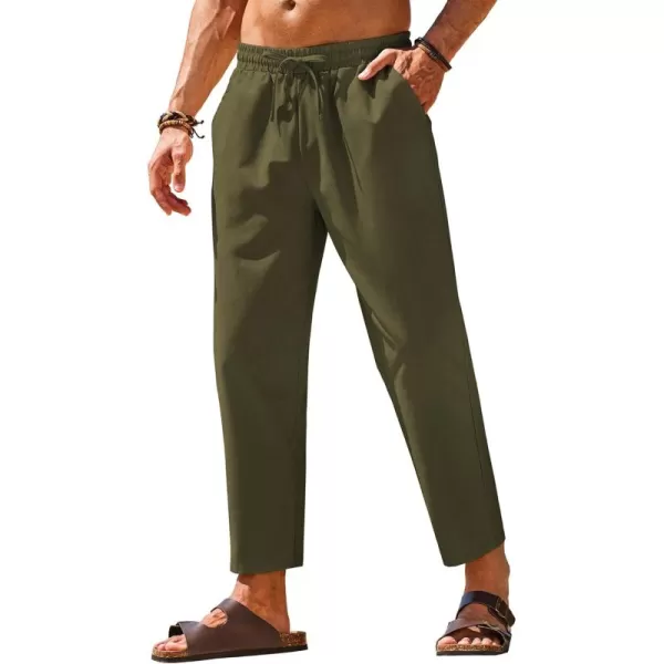 COOFANDY Mens Linen Casual Pants Elastic Waist Drawstring Trousers Yoga Beach Summer Pants