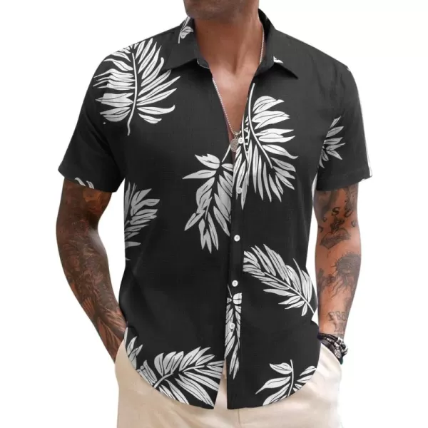COOFANDY Men's Linen Casual Short Sleeve Shirts Button Down Summer Beach Shirt