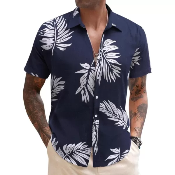 COOFANDY Men's Linen Casual Short Sleeve Shirts Button Down Summer Beach Shirt