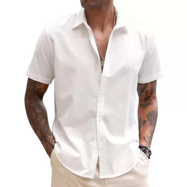 COOFANDY Men's Linen Casual Short Sleeve Shirts Button Down Summer Beach Shirt