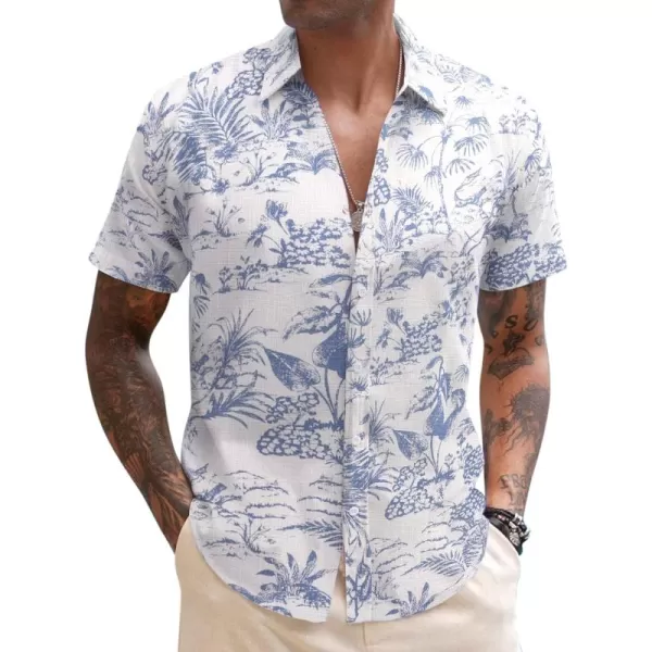 COOFANDY Men's Linen Casual Short Sleeve Shirts Button Down Summer Beach Shirt