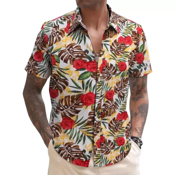 COOFANDY Men's Linen Casual Short Sleeve Shirts Button Down Summer Beach Shirt