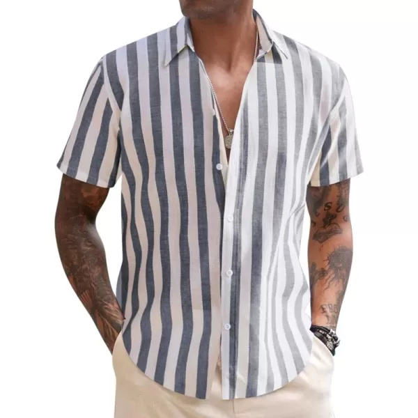 COOFANDY Men's Linen Casual Short Sleeve Shirts Button Down Summer Beach Shirt