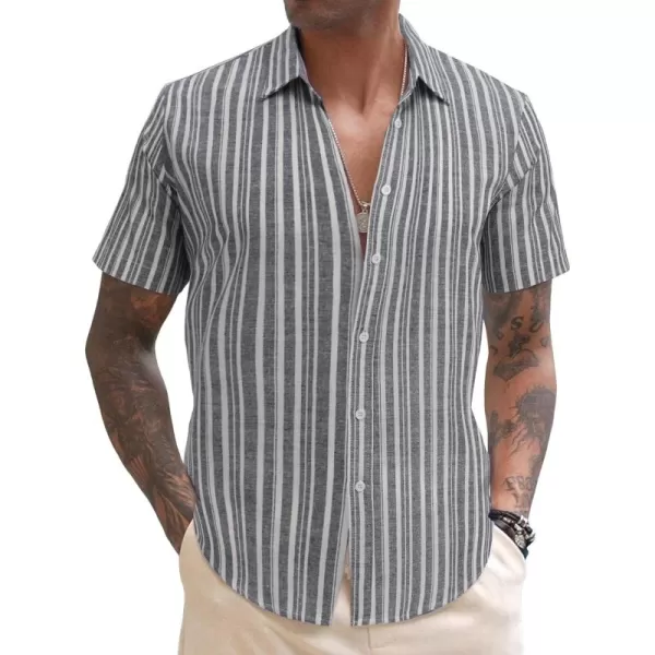 COOFANDY Men's Linen Casual Short Sleeve Shirts Button Down Summer Beach Shirt