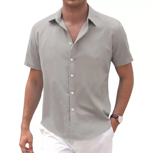 COOFANDY Men's Linen Casual Short Sleeve Shirts Button Down Summer Beach Shirt