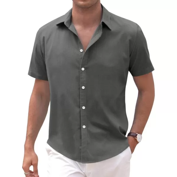 COOFANDY Men's Linen Casual Short Sleeve Shirts Button Down Summer Beach Shirt