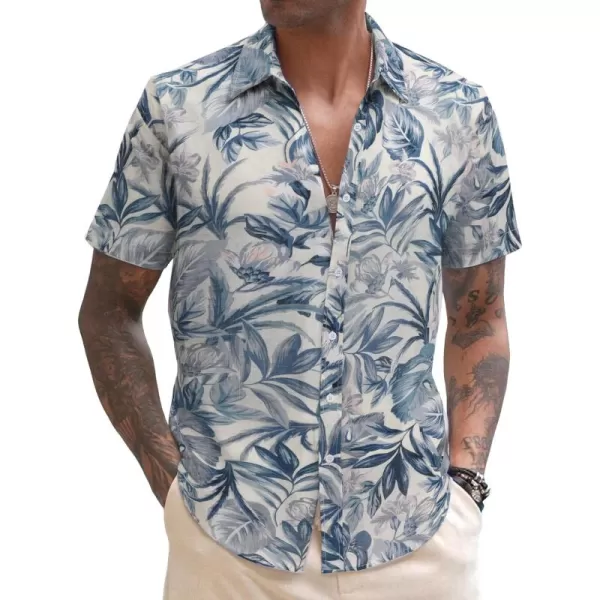 COOFANDY Men's Linen Casual Short Sleeve Shirts Button Down Summer Beach Shirt