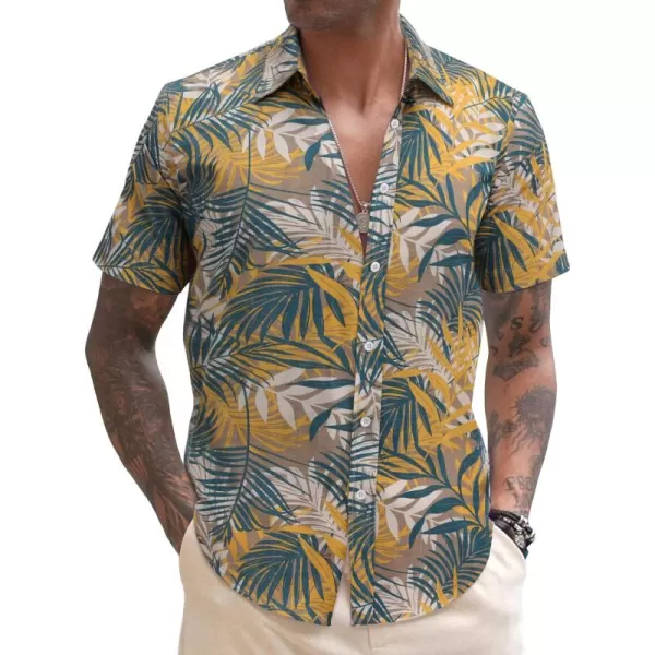 COOFANDY Men's Linen Casual Short Sleeve Shirts Button Down Summer Beach Shirt