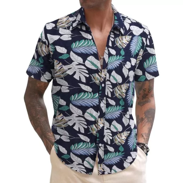 COOFANDY Men's Linen Casual Short Sleeve Shirts Button Down Summer Beach Shirt
