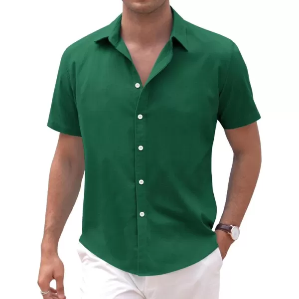 COOFANDY Men's Linen Casual Short Sleeve Shirts Button Down Summer Beach Shirt