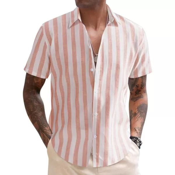 COOFANDY Men's Linen Casual Short Sleeve Shirts Button Down Summer Beach Shirt