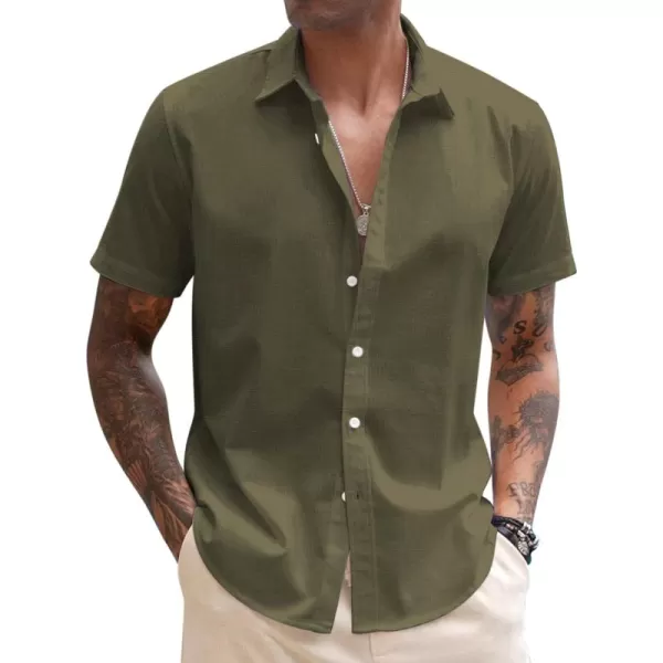 COOFANDY Men's Linen Casual Short Sleeve Shirts Button Down Summer Beach Shirt