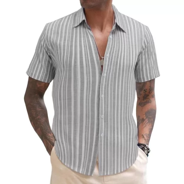 COOFANDY Men's Linen Casual Short Sleeve Shirts Button Down Summer Beach Shirt