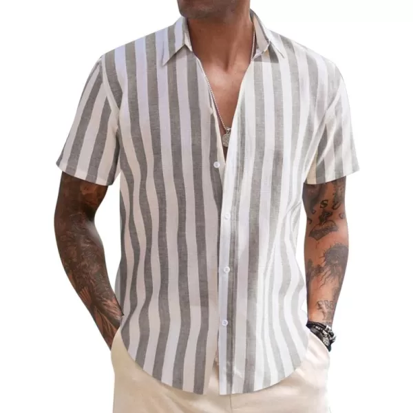 COOFANDY Men's Linen Casual Short Sleeve Shirts Button Down Summer Beach Shirt