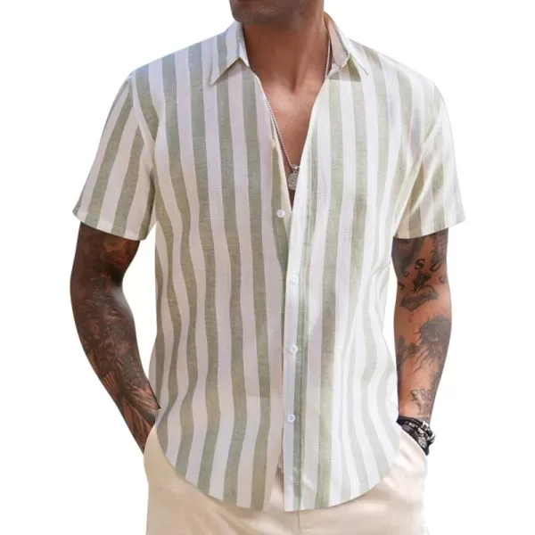 COOFANDY Men's Linen Casual Short Sleeve Shirts Button Down Summer Beach Shirt