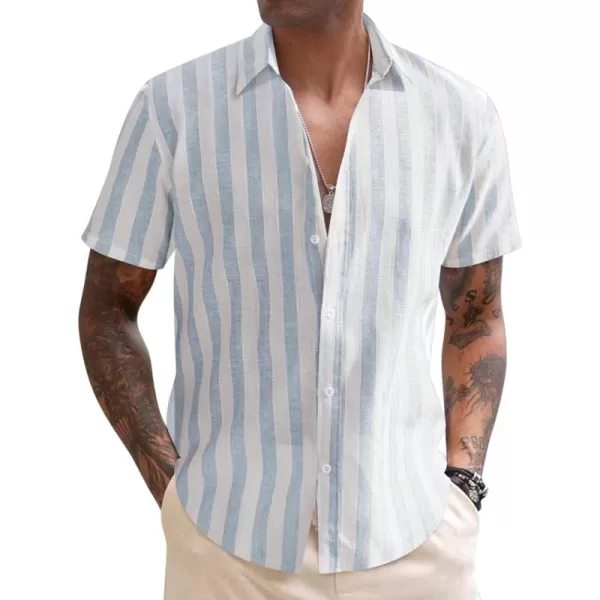 COOFANDY Men's Linen Casual Short Sleeve Shirts Button Down Summer Beach Shirt