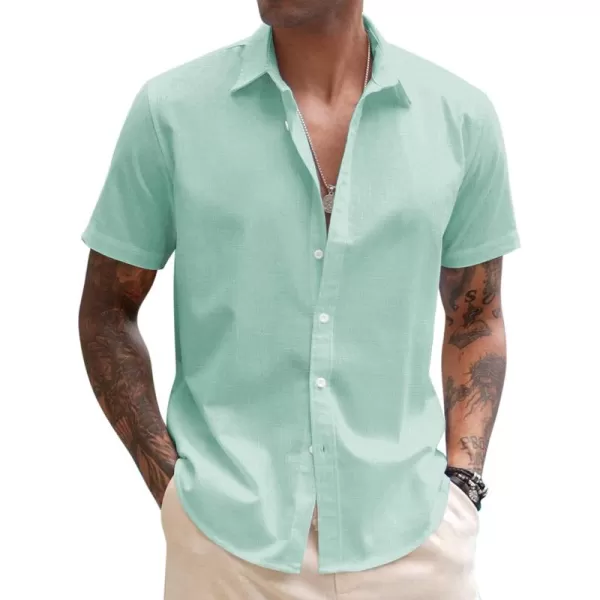 COOFANDY Men's Linen Casual Short Sleeve Shirts Button Down Summer Beach Shirt