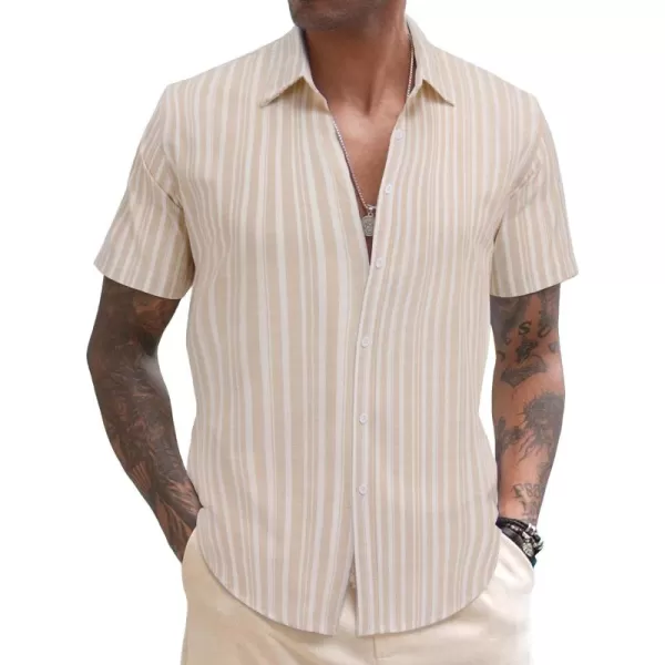 COOFANDY Men's Linen Casual Short Sleeve Shirts Button Down Summer Beach Shirt