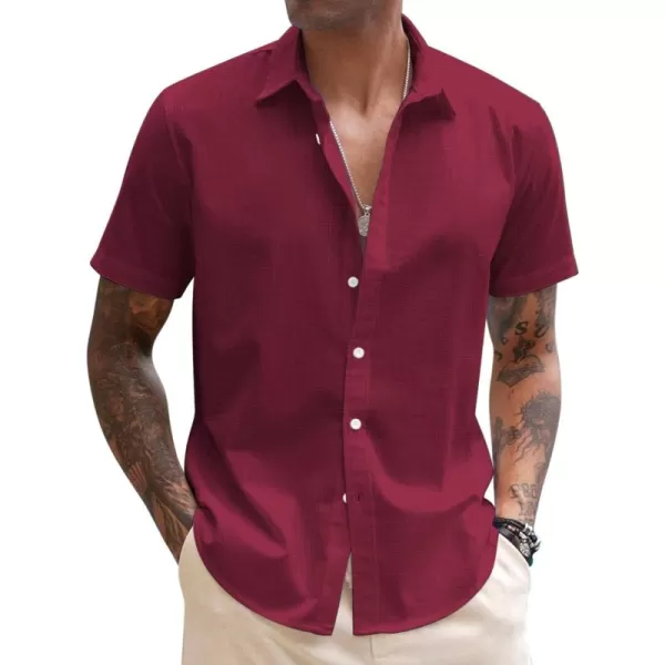COOFANDY Men's Linen Casual Short Sleeve Shirts Button Down Summer Beach Shirt