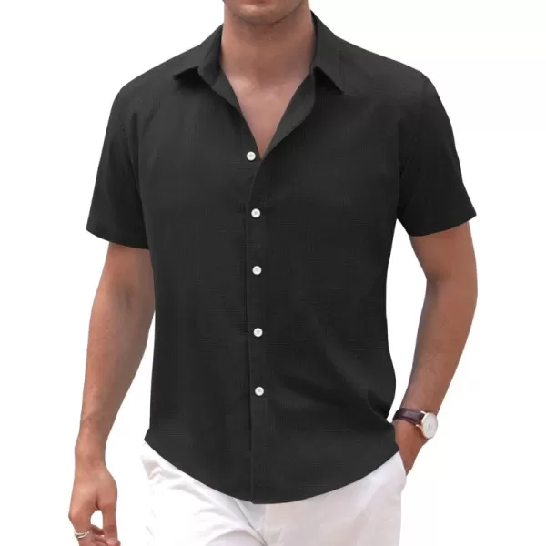 COOFANDY Men's Linen Casual Short Sleeve Shirts Button Down Summer Beach Shirt