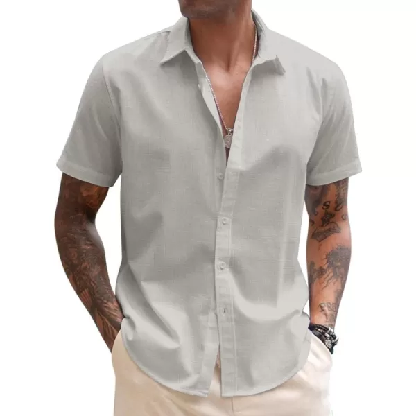 COOFANDY Men's Linen Casual Short Sleeve Shirts Button Down Summer Beach Shirt