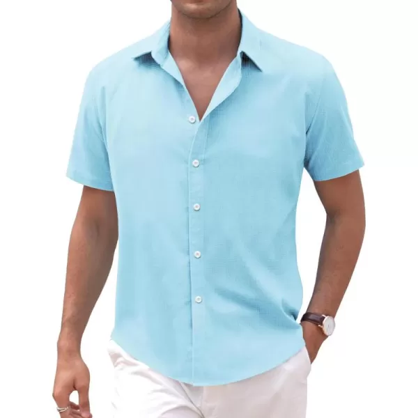 COOFANDY Men's Linen Casual Short Sleeve Shirts Button Down Summer Beach Shirt