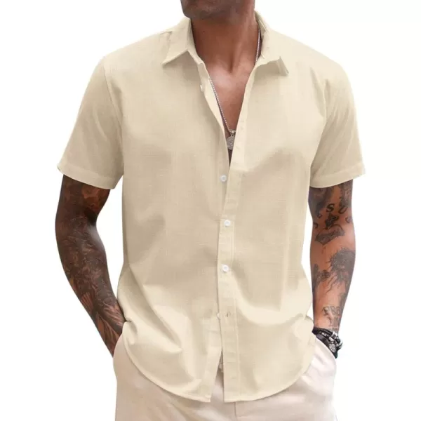 COOFANDY Men's Linen Casual Short Sleeve Shirts Button Down Summer Beach Shirt