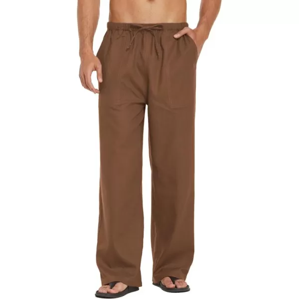 COOFANDY Mens Linen Drawstring Pants Elastic Waist Lightweight Trouser Casual Yoga Summer Beach Pant